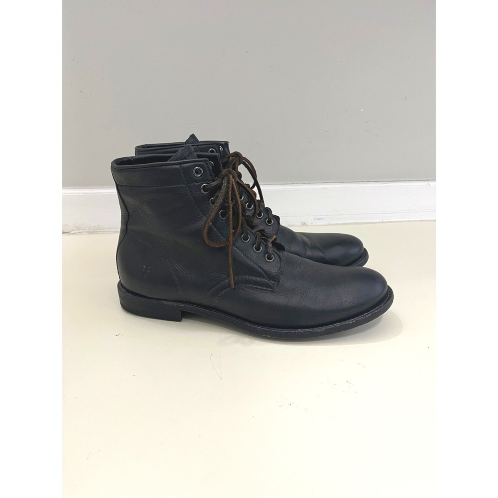 Frye Tyler Lace Up Black Leather Combat Work Boots Mens Size 9.5